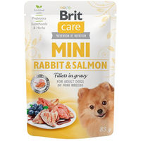 Produktbild von Brit Care Dog Mini Hundefutter Adult Kaninchen und Lachs Filets in Soße Getreidefrei 24 x 85 g - 24 x 85 g