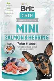 Brit Care Dog Mini Sterilised Adult Hundefutter Lachs und Hering Filets in Sauce 24 x 85 g - 24 x 85 g – Bild 1 von 2