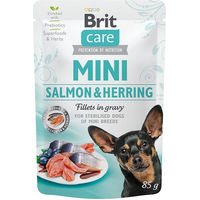 Produktbild von Brit Care Dog Mini Sterilised Adult Hundefutter Lachs und Hering Filets in Sauce 24 x 85 g - 24 x 85 g
