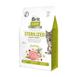 BRIT CARE Grain-Free Sterilized Immunity Support Katzenfutter für adulte sterilisierte Katzen mit Schwein und Geflügel, hypoallergen, 400 g - 400 g – Bild 1 von 5
