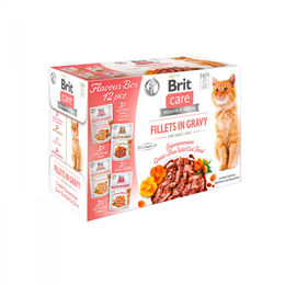 Produktbild von Brit Care Katzen Nassfutter Adult Mix aus Pute Lachs Ente und Huhn Stückchen in Sauce 24x85g