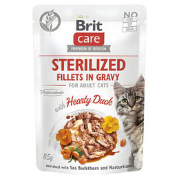 Brit Care Katzen Nassfutter Adult Sterilisiert Stückchen in Sauce mit Ente Getreidefrei 24 x 85 g - 24 x 85 g – Bild 1 von 2