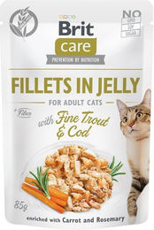 Produktbild von BRIT Care Katzen Nassfutter Adult Stückchen in Gelee mit Forelle, Kabeljau und Huhn getreidefrei 24 x 85 g - 24 x 85 g
