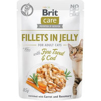 Produktbild von BRIT Care Katzen Nassfutter Adult Stückchen in Gelee mit Forelle, Kabeljau und Huhn getreidefrei 24 x 85 g - 24 x 85 g