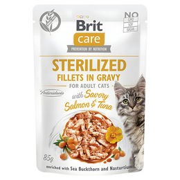 Brit Care Katzen Nassfutter Adult Stückchen in Sauce mit Lachs und Thunfisch Getreidefrei Hypoallergen 24 x 85 g - 24 x 85 g – Bild 1 von 2