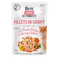 Produktbild von Brit Care Katzen Nassfutter Adult Truthahn und Lachs Stückchen in Sauce getreidefrei 6x85g