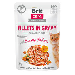 Produktbild von Brit Care Katzen Nassfutter Lachs Stückchen in Sauce Getreidefrei Adult 6x85g