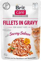 Produktbild von Brit Care Katzen Nassfutter Lachs Stückchen in Sauce Getreidefrei Adult 6x85g - 6 x 85 g