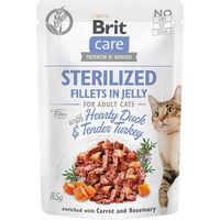 Produktbild von Brit Care Katzen Nassfutter Stückchen in Gelee Ente und Pute Sterilisiert Adult Getreidefrei Hypoallergen 24 x 85 g - 24 x 85 g