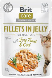 Brit Care Katzen Nassfutter Stückchen in Gelee Forelle und Kabeljau Adult Getreidefrei Hypoallergen 24 x 85 g - 24 x 85 g – Bild 1 von 2