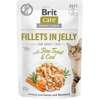 Produktbild von Brit Care Katzen Nassfutter Stückchen in Gelee Forelle und Kabeljau Adult Getreidefrei Hypoallergen 24 x 85 g - 24 x 85 g