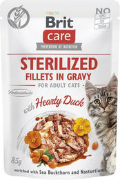BRIT CARE Katzen Nassfutter Stückchen in Sauce Ente und Huhn für sterilisierte Katzen Adult 24x85g - 24 x 85 g – Bild 1 von 2