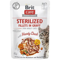 Produktbild von BRIT CARE Katzen Nassfutter Stückchen in Sauce Ente und Huhn für sterilisierte Katzen Adult 24x85g - 24 x 85 g