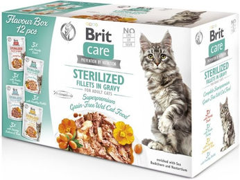 Produktbild von BRIT CARE Katzen Nassfutter Stückchen in Sauce für sterilisierte Katzen mit hohem Fleischanteil 12x85g - 12 x 85 g