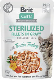 BRIT CARE Katzen Nassfutter Stückchen in Sauce Truthahn für sterilisierte Katzen Adult 24x85g - 24 x 85 g – Bild 1 von 2