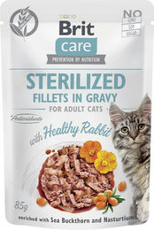 Brit Care Katzen Nassfutter Stückchen in Soße Kaninchen und Huhn für sterilisierte Katzen Adult Getreidefrei 24 x 85 g - 24 x 85 g – Bild 1 von 2