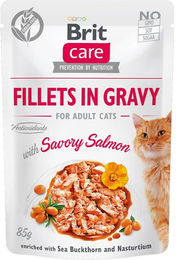 Brit Care Katzen Nassfutter Stückchen in Soße Lachs Adult Getreidefrei Hypoallergen 24 x 85 g - 24 x 85 g – Bild 1 von 2