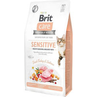 Produktbild von BRIT Care Katzen Trockenfutter Sensitive Truthahn und Lachs Getreidefrei Adult 14 kg - 7 kg