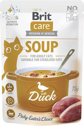 Brit Care Katzenfutter Suppe mit Ente und Huhn Stückchen in Sauce Adult Getreidefrei 15 x 75 g - 15 x 75 g – Bild 1 von 3