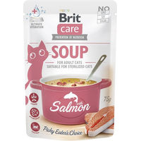 Produktbild von Brit Care Katzenfutter Suppe mit Lachs und Huhn Stückchen in Sauce getreidefrei Adult 15 x 75 g - 15 x 75 g