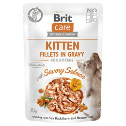 Brit Care Kitten Katzenfutter Lachs in Soße getreidefrei hypoallergen 24 x 85 g - 24 x 85 g – Bild 1 von 2