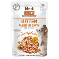 Produktbild von Brit Care Kitten Katzenfutter Lachs in Soße getreidefrei hypoallergen 24 x 85 g - 24 x 85 g