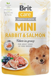 BRIT CARE Mini Adult Pouch Hundefutter mit Kaninchen und Lachs für kleine Hunde 24x85g - 24 x 85 g – Bild 1 von 2