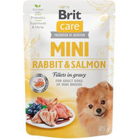 Produktbild von BRIT CARE Mini Adult Pouch Hundefutter mit Kaninchen und Lachs für kleine Hunde 24x85g - 24 x 85 g