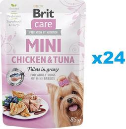 Produktbild von BRIT Care Mini Pouch Nassfutter Huhn und Thunfisch Stückchen in Sauce für kleine Hunde Adult 24x85g - 24 x 85 g