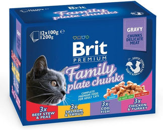 BRIT Family Plate Nassfutter für erwachsene Hunde mit Huhn und Rind 12x100g ohne Farb- und Aromastoffe - 12 x 100 g – Bild 1 von 2