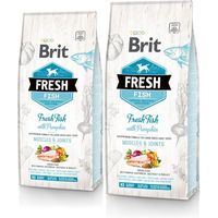 Produktbild von Brit Fresh Hundefutter Fisch mit Kürbis für große erwachsene Hunde 24 kg - 2 x 12 kg