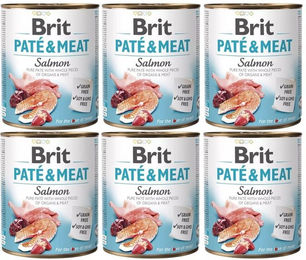 BRIT Pate & Meat Lachs und Huhn Hundepaté getreidefrei glutenfrei 6x800 g - 6 x 800 g – Bild 1 von 2