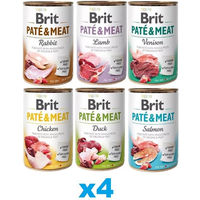 Produktbild von BRIT Pate & Meat Mix Hundefutter Pastete mit hohem Fleischanteil 24x400 g
