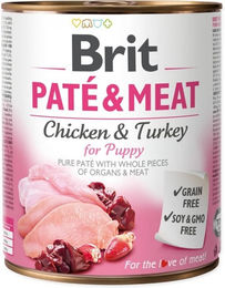BRIT Pate & Meat Puppy Getreidefreie Welpenpastete mit Huhn und Pute 6 x 800 g - 800 g – Bild 1 von 3