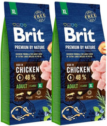 Produktbild von BRIT Premium By Nature Adult Extra Large Hundefutter für Riesenrassen mit Huhn und Lachs 30 kg - 2 x 15 kg