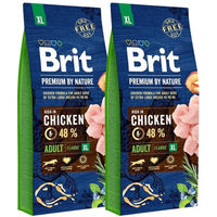 Produktbild von BRIT Premium By Nature Adult Extra Large Hundefutter für Riesenrassen mit Huhn und Lachs 30 kg - 2 x 15 kg
