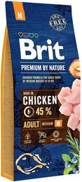 Brit Premium by Nature Adult Medium Trockenfutter mit Huhn und Lachs für Hunde 15 kg - 2 x 15 kg – Bild 1 von 9