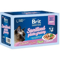Produktbild von BRIT Premium by Nature Cat Delicate Fillets in Gravy Family Plate Sterilised Feuchte Katzennahrung für erwachsene sterilisierte Katzen 12x85g