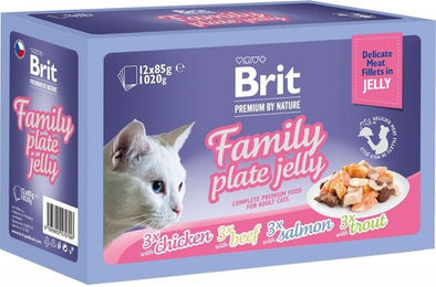 BRIT Premium by Nature Family Plate Nassfutter Mix für Katzen Adult Stückchen in Gelee Getreidefrei und Glutenfrei 12x85 g - 12 x 85 g – Bild 1 von 4