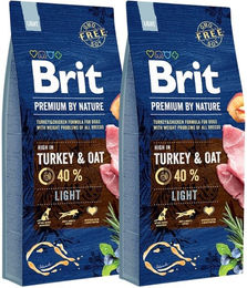 Produktbild von BRIT Premium By Nature Light Hundefutter Adult Truthahn und Huhn zur Gewichtsreduktion 30 kg - 2 x 15 kg