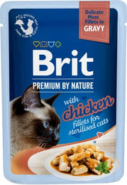 Produktbild von BRIT Premium By Nature Nasskatzenfutter Huhn in Sauce für sterilisierte Katzen Adult 24x85g - 24 x 85 g