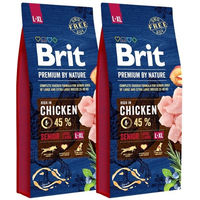 Produktbild von BRIT Premium By Nature Senior Large Extra Large L+XL Hundefutter Huhn 30 kg - 2 x 15 kg