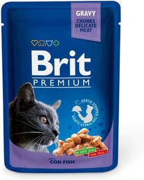 BRIT Premium Cat Adult Katzen Nassfutter Kabeljau Stückchen in Soße 24 x 100g - 24 x 100 g – Bild 1 von 2