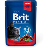 Produktbild von BRIT Premium Cat Adult Katzenfutter Rindfleisch Filets in Sauce ohne Farb- und Aromastoffe 24 x 100g - 24 x 100 g