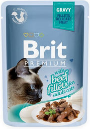 Produktbild von BRIT Premium Cat Adult Katzennassfutter Rindfleisch Stückchen in Sauce 24x85g - 24 x 85 g