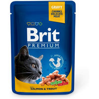 Produktbild von BRIT Premium Cat Katzenfutter Nass Adult Lachs und Forelle 24 x 100g Beutel - 24 x 100 g