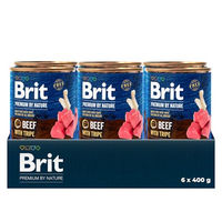 Produktbild von BRIT Premium Hund Nassfutter Rind mit Huhn und Pansen Pastete getreidefrei und GVO-frei 6 x 400 g