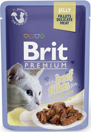 Produktbild von BRIT Premium Nasskatzenfutter Rind Stückchen in Gelee für adulte Katzen 24x85g - 24 x 85 g