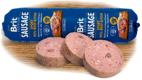 Produktbild von BRIT Sausage Hundefutter Rind und Fisch Stückchen in Sauce mit hohem Fleischanteil 800 g - 800 g