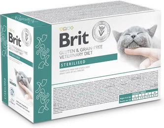 Produktbild von BRIT Veterinary Diet Getreidefreies Nassfutter für kastrierte erwachsene Katzen Stückchen in Sauce 12x85g